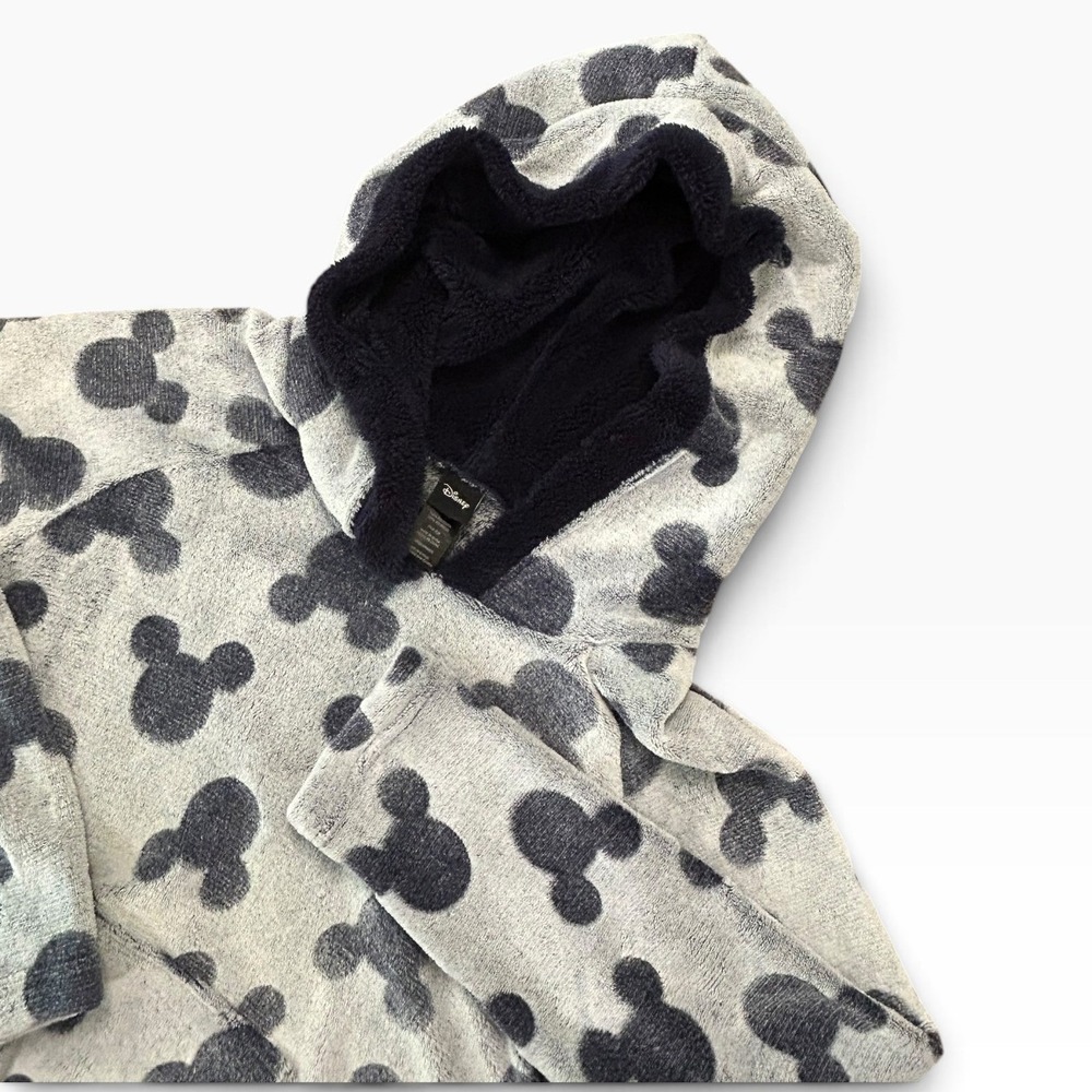 Disney Mickey Mouse Faux Fur Fleece Hooded Lounge Dress Grey Navy Large